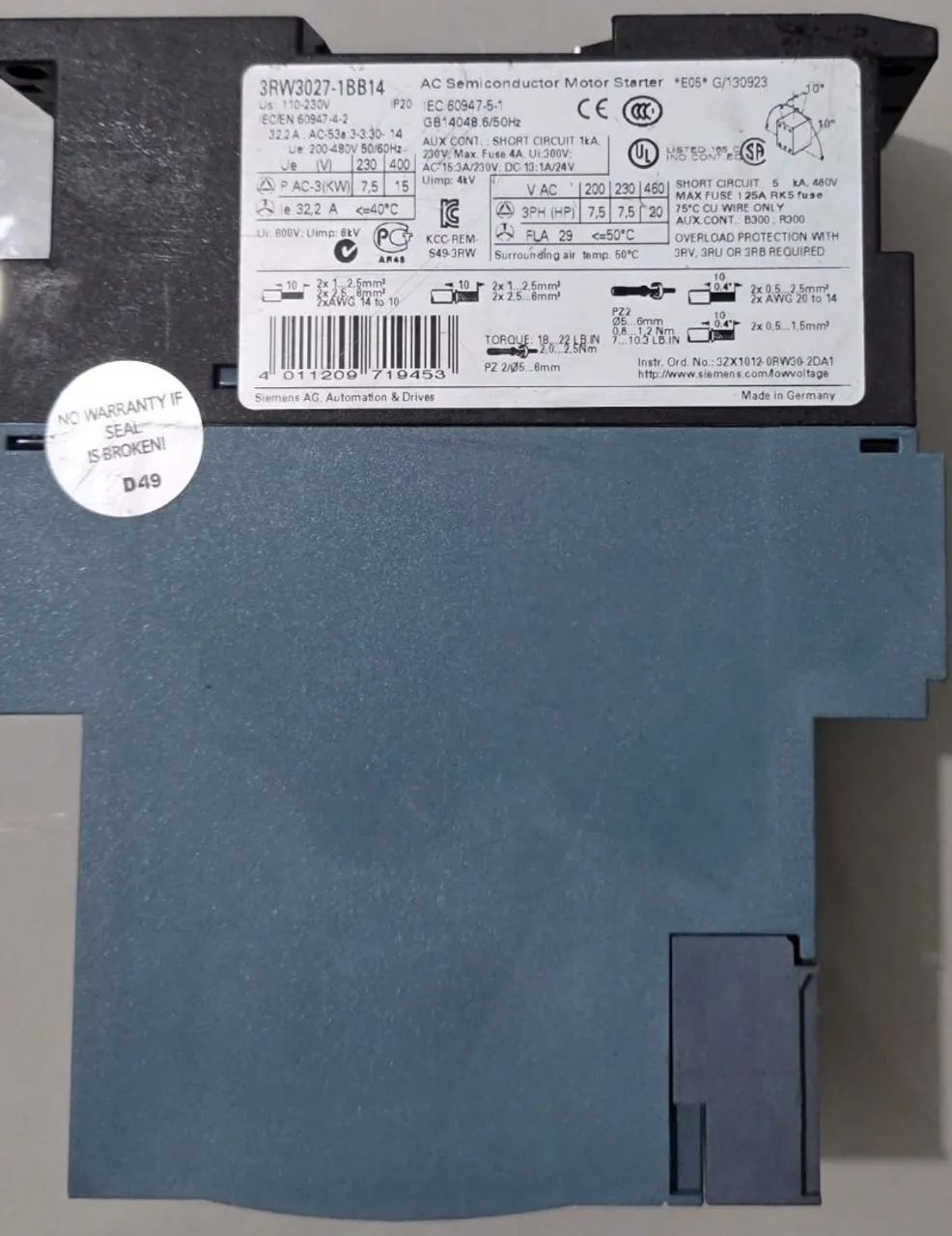 Soft Starter Siemens Sirius 32 A - 3RW3027-1BB14 - Foto 2