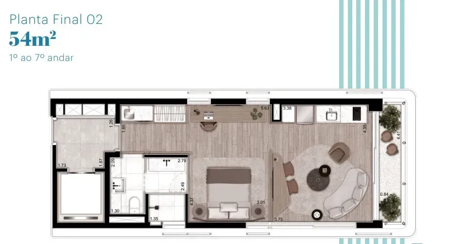 PLANTA 53m²