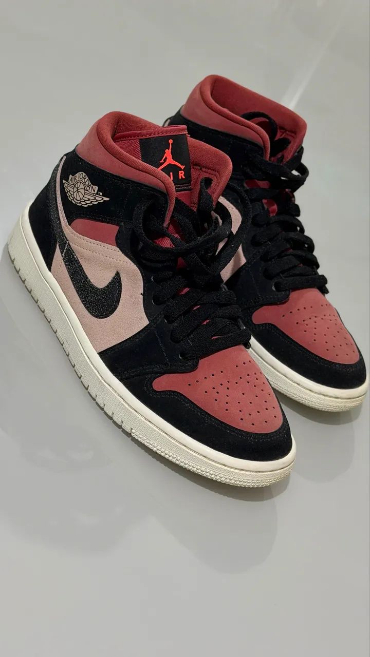 Air Jordan 1 Mid - Vermelho e Preto - Foto 3