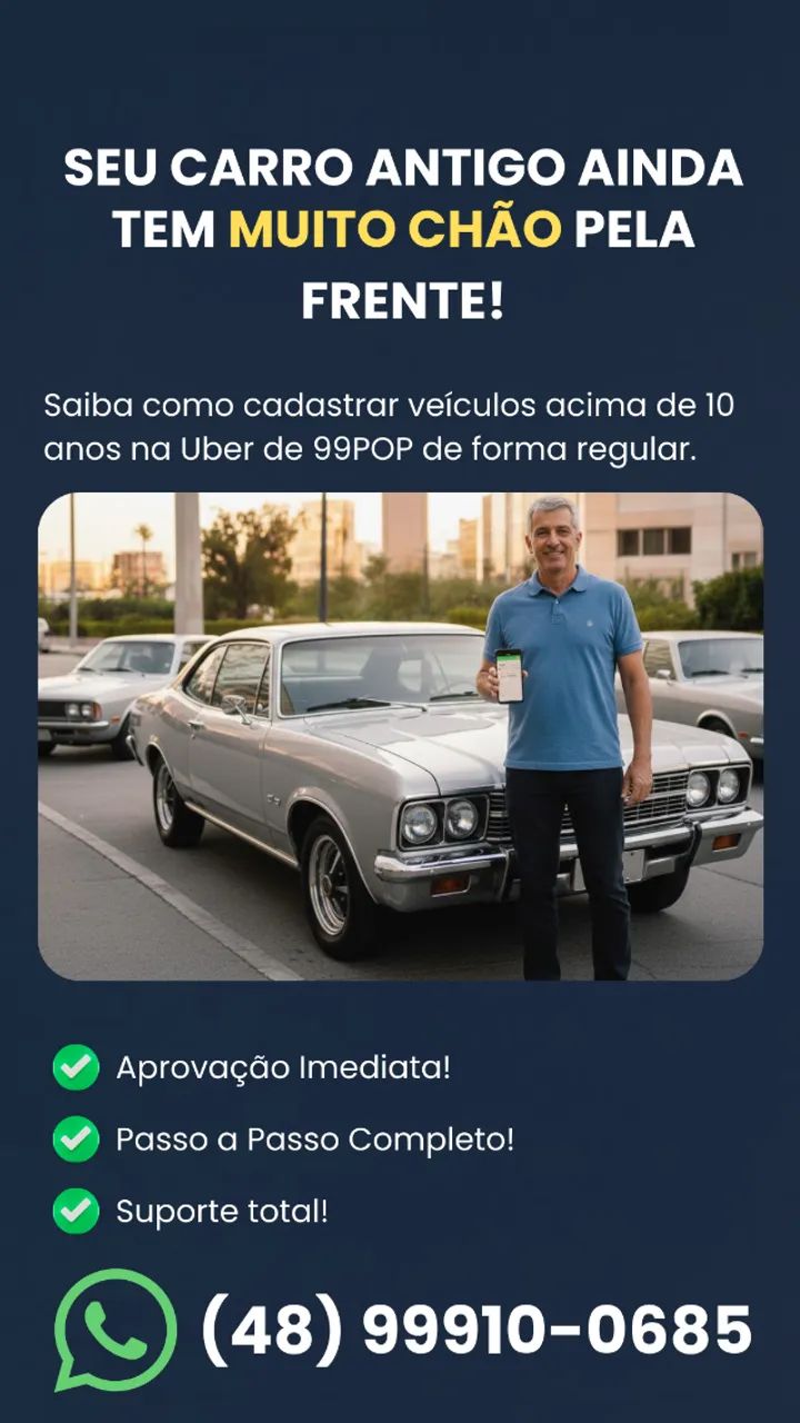 Cadastro de carros antigos 99 e uber 