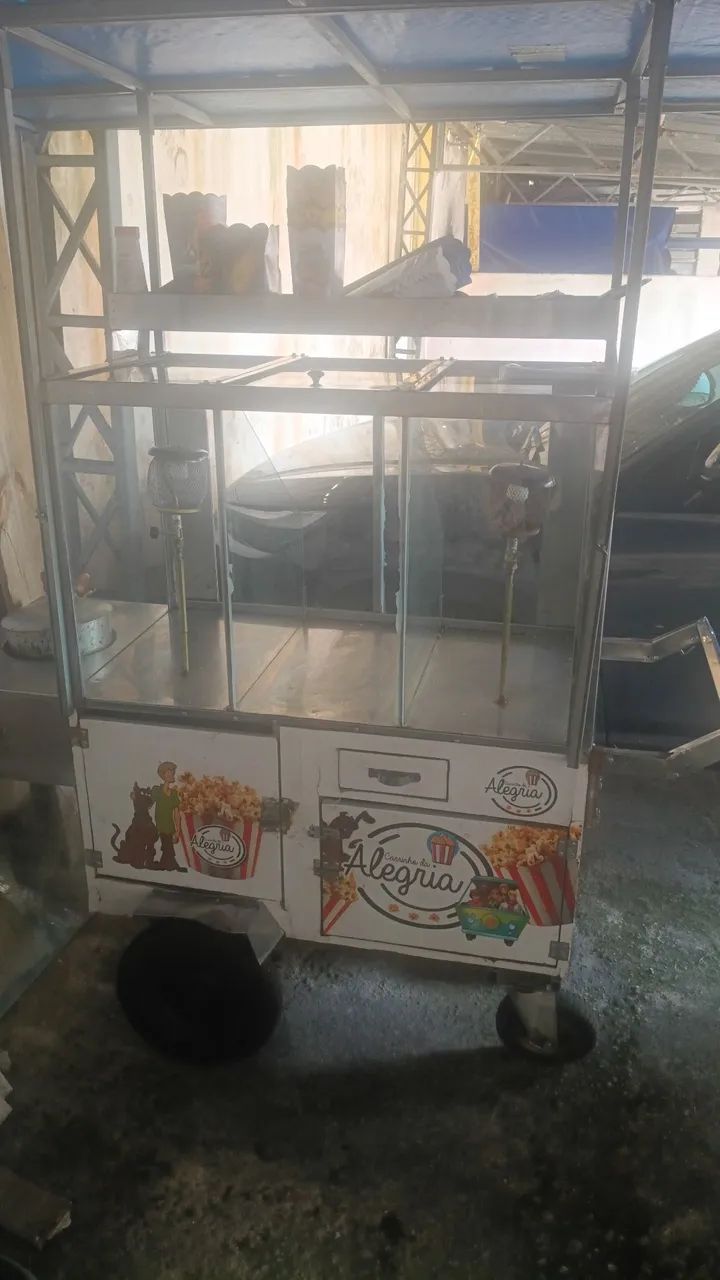 Carrinho de pipoca vitrine alta 