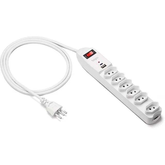 Filtro de Linha 6 Tomadas com USB Tipo A/C 10 Amperes - Elgin - Foto 3