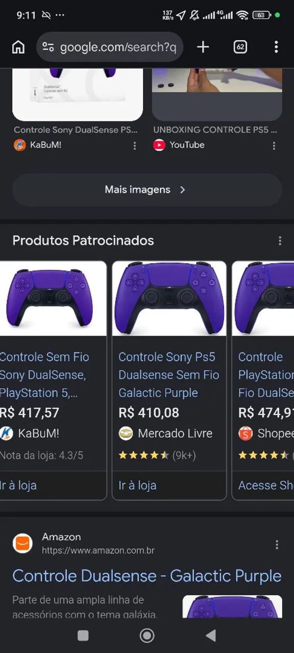 Controle De Ps5 Dualsense preto e roxo - Foto 4
