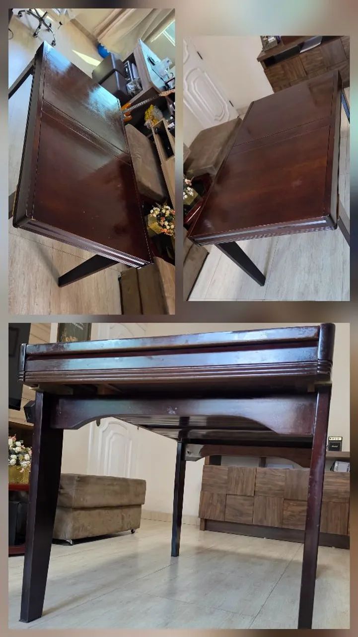 Mesa de Jantar Retrátil Extensível Madeira Maciça  - Foto 4