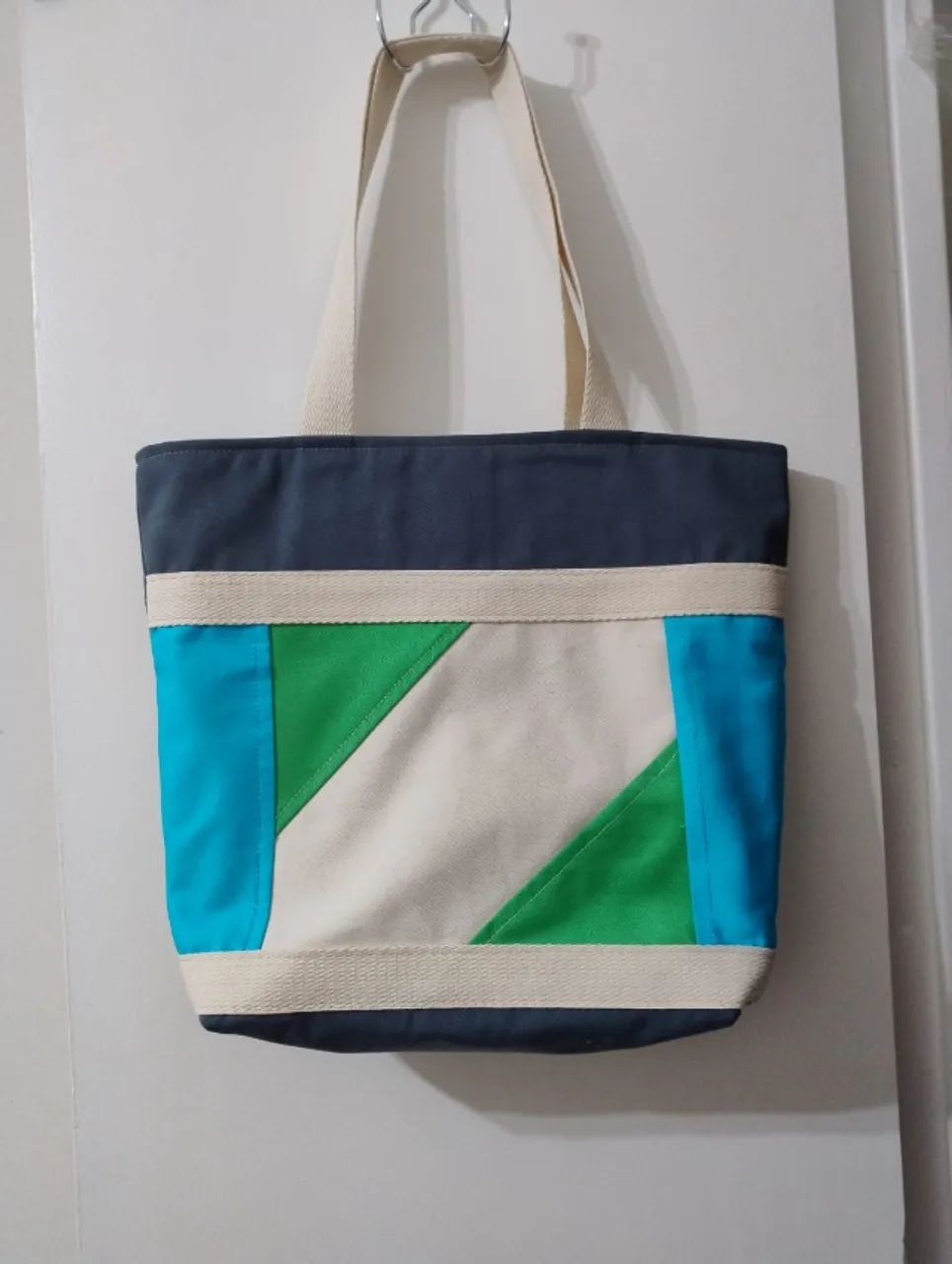 Bolsa artesanal jeans e tecido - Foto 2
