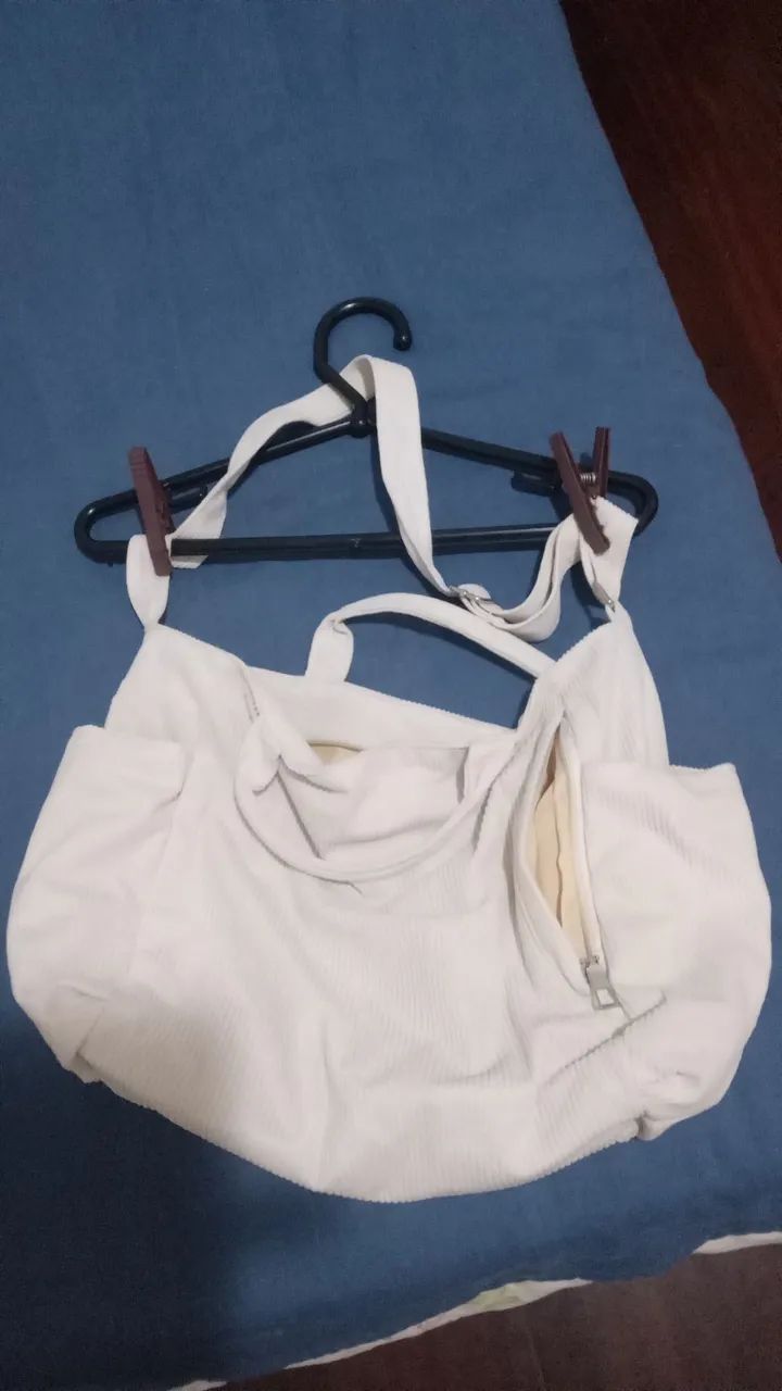 Bolsa mão  e ombro veludo bege - Foto 4