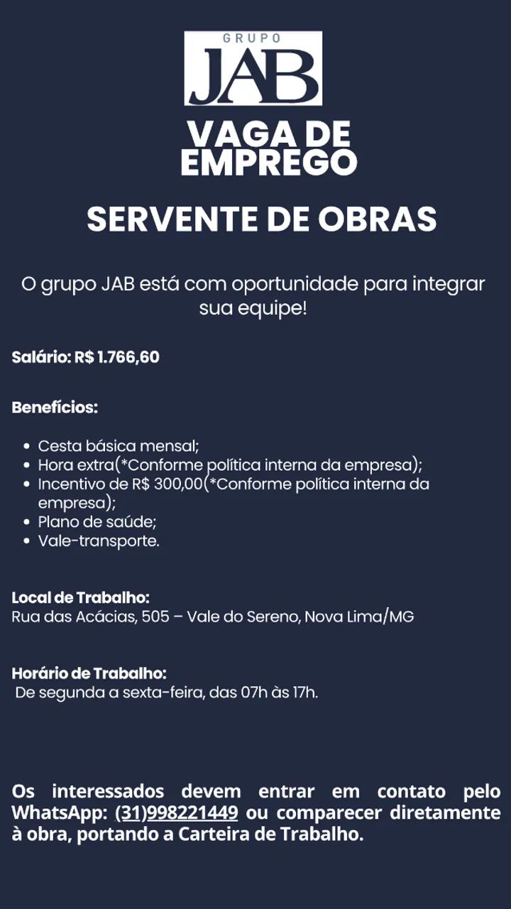 SERVENTE DE OBRAS 