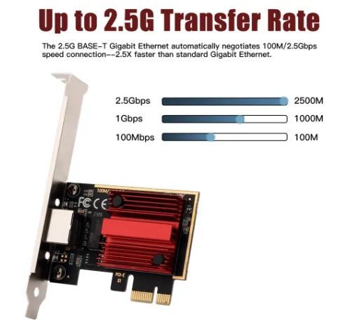 Placa de rede PCI-E para RJ45 - 10 Mbps, 100 Mbps, 2500Mbps, 2.5Gbps - Foto 3