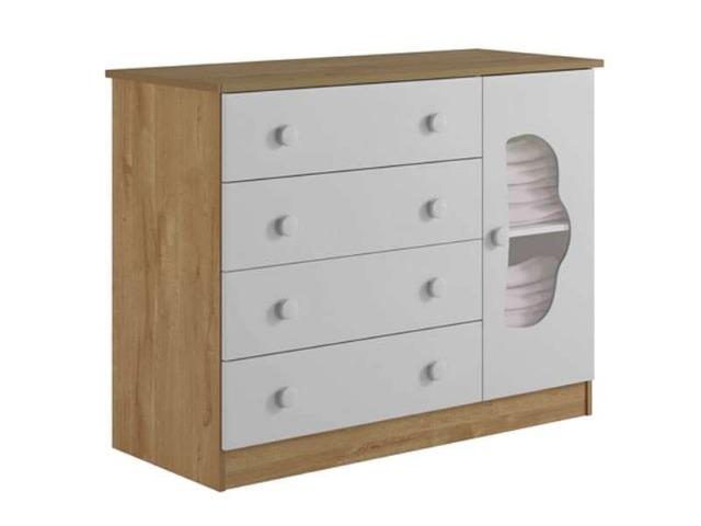 Cômoda Infantil Slim com Porta e 4 Gavetas - Tigus Baby (Em Até 12 X Sem Juros)