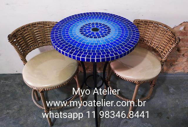 Móveis mesa mosaico, móveis varanda, móveis sacada, conjunto de mesa, mosaico - Foto 3