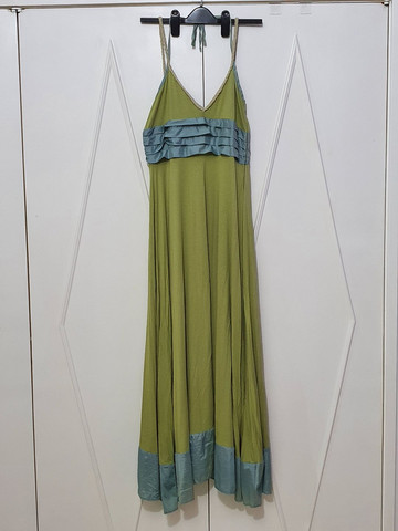 Vestido longo verde abacate Tam 42
