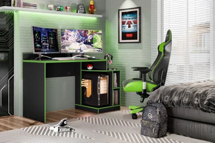 Mesa Gamer Verde Neon - Entrega e montagem gratis