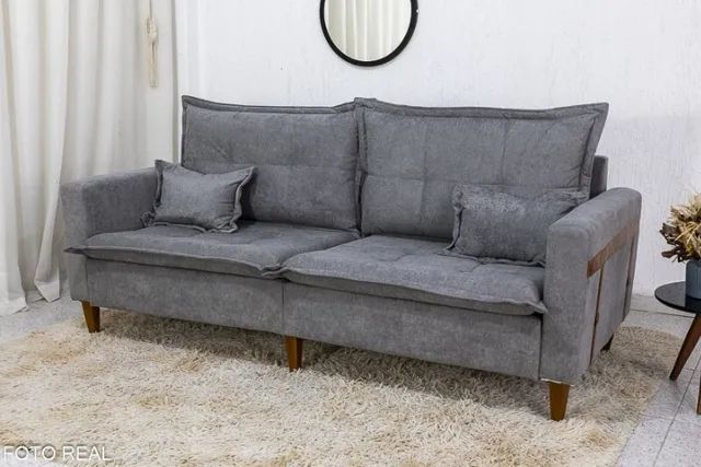 Sofá 3 lugares 2215 2.08m Boucle Cinza Até 12x - Frete Grátis  - Foto 4