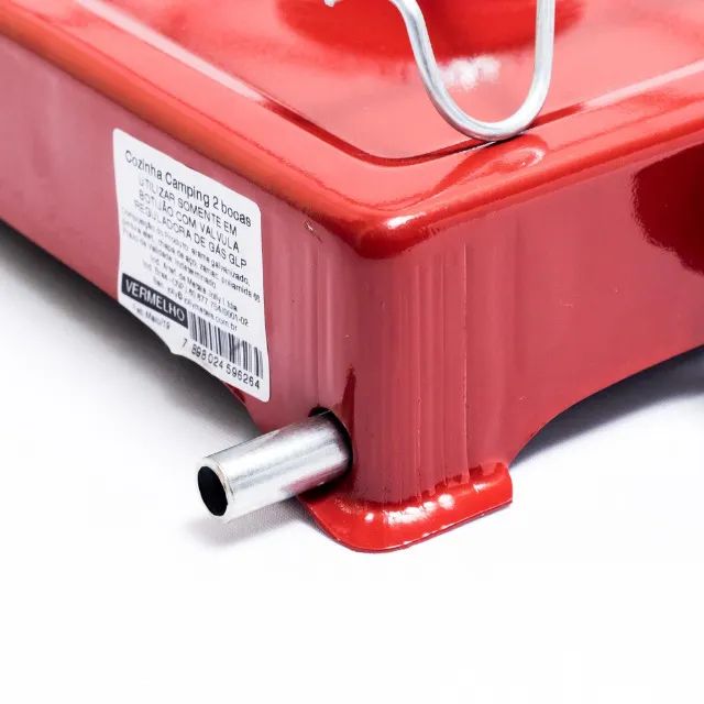 Fogão Portátil Camping Duas Bocas A Gás Vermelho - Foto 2