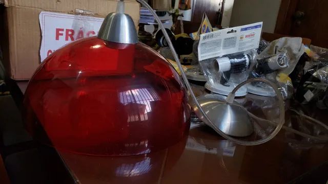 Pendente Acrílico Meia Esfera Vermelho - Foto 3