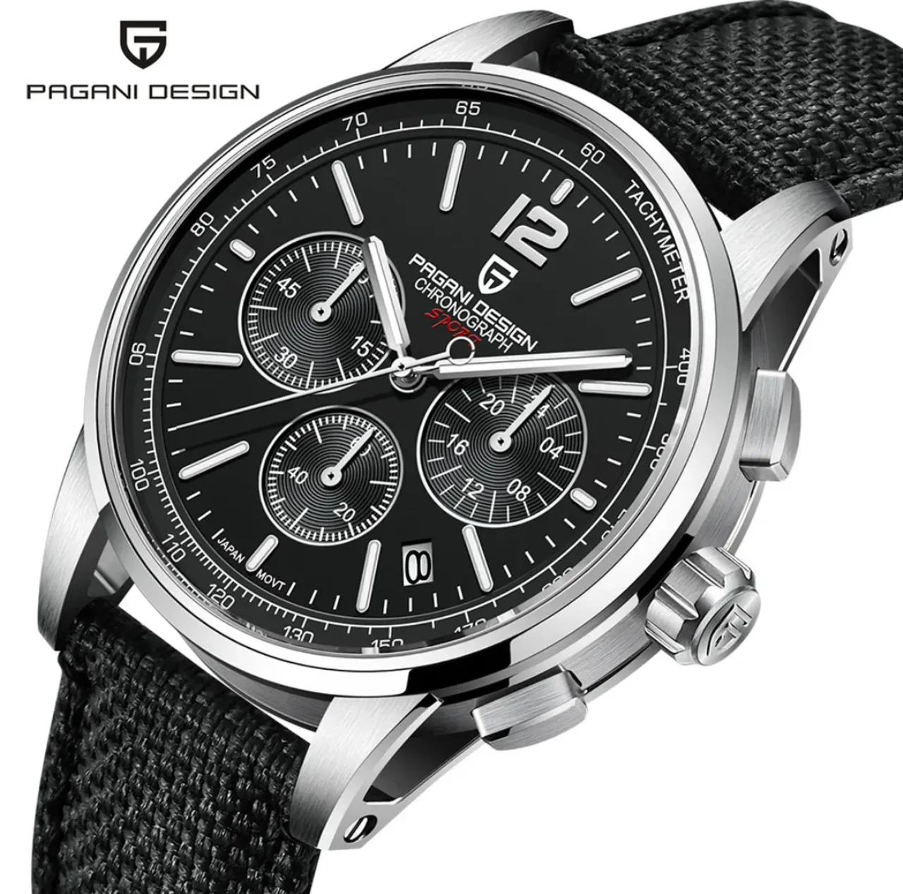 Relógio Masculino Preto Pagani Design Prova D'água Aço Inoxidável