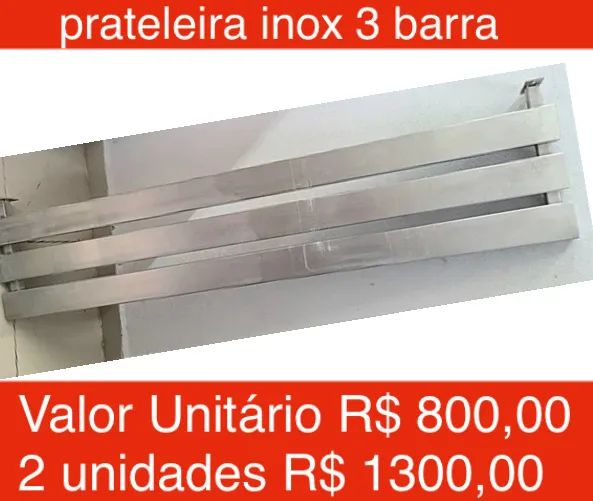 prateleira inox 3 barra