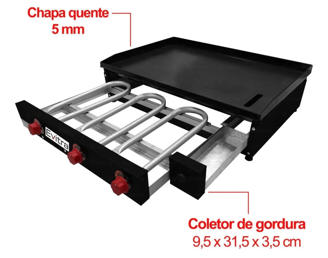 Chapa para Lanches 80cm - Aço Carbono - Evitra - Foto 4