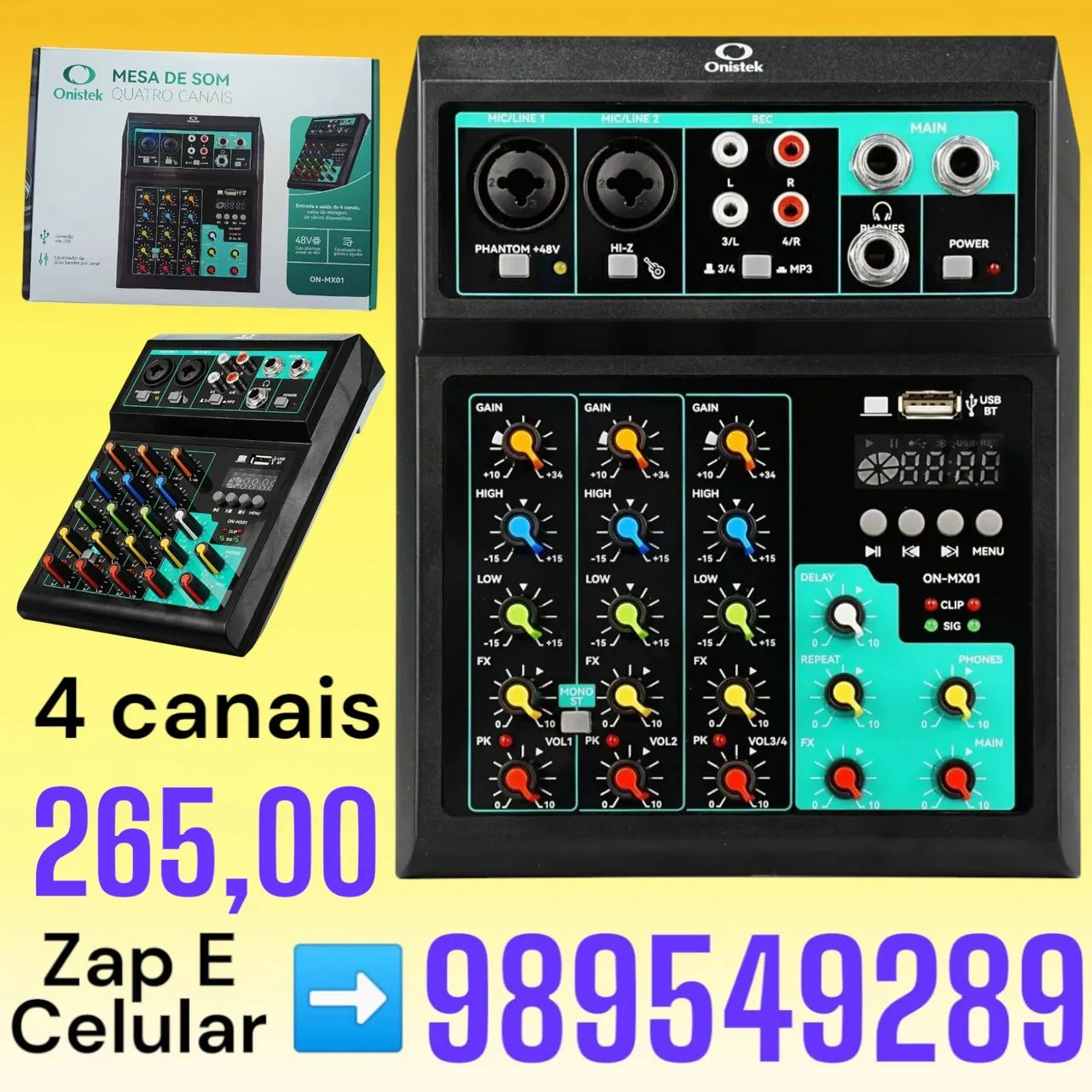 Mesa de som 4 canais Bluetooth Onistek 