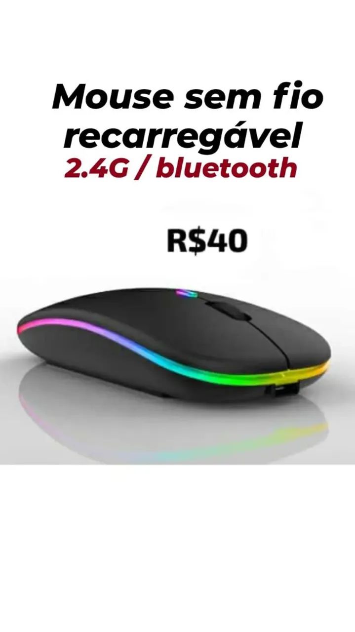 Mouse sem fio bluetooth e 2.4G