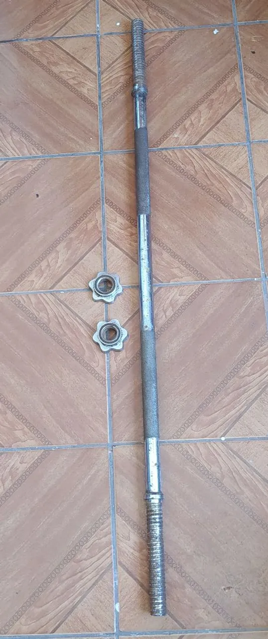 Barra com presilhas para academia aço maciço 120cm 