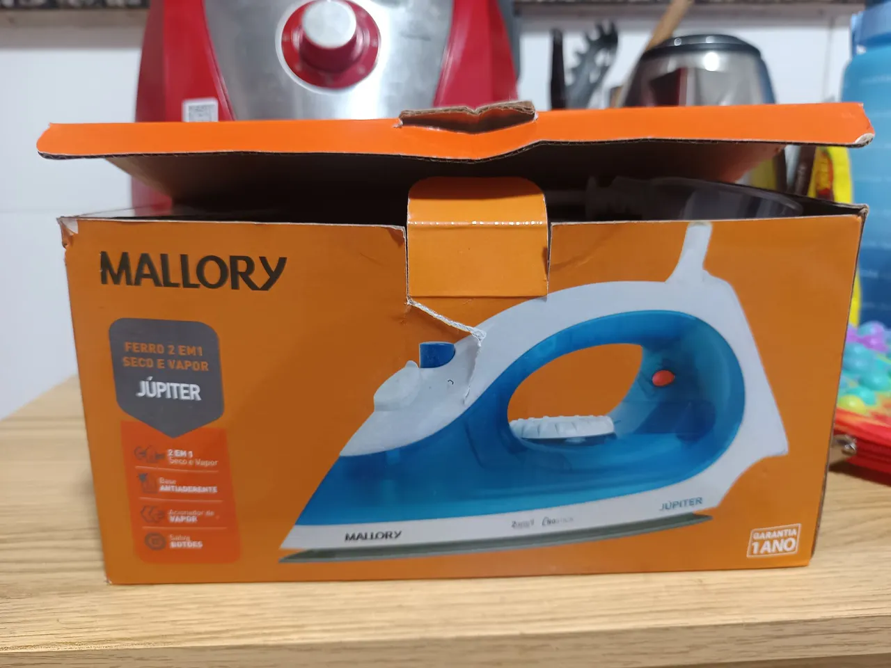 Ferro de Passar Roupa Mallory Júpiter 2 em 1 Seco e Vapor