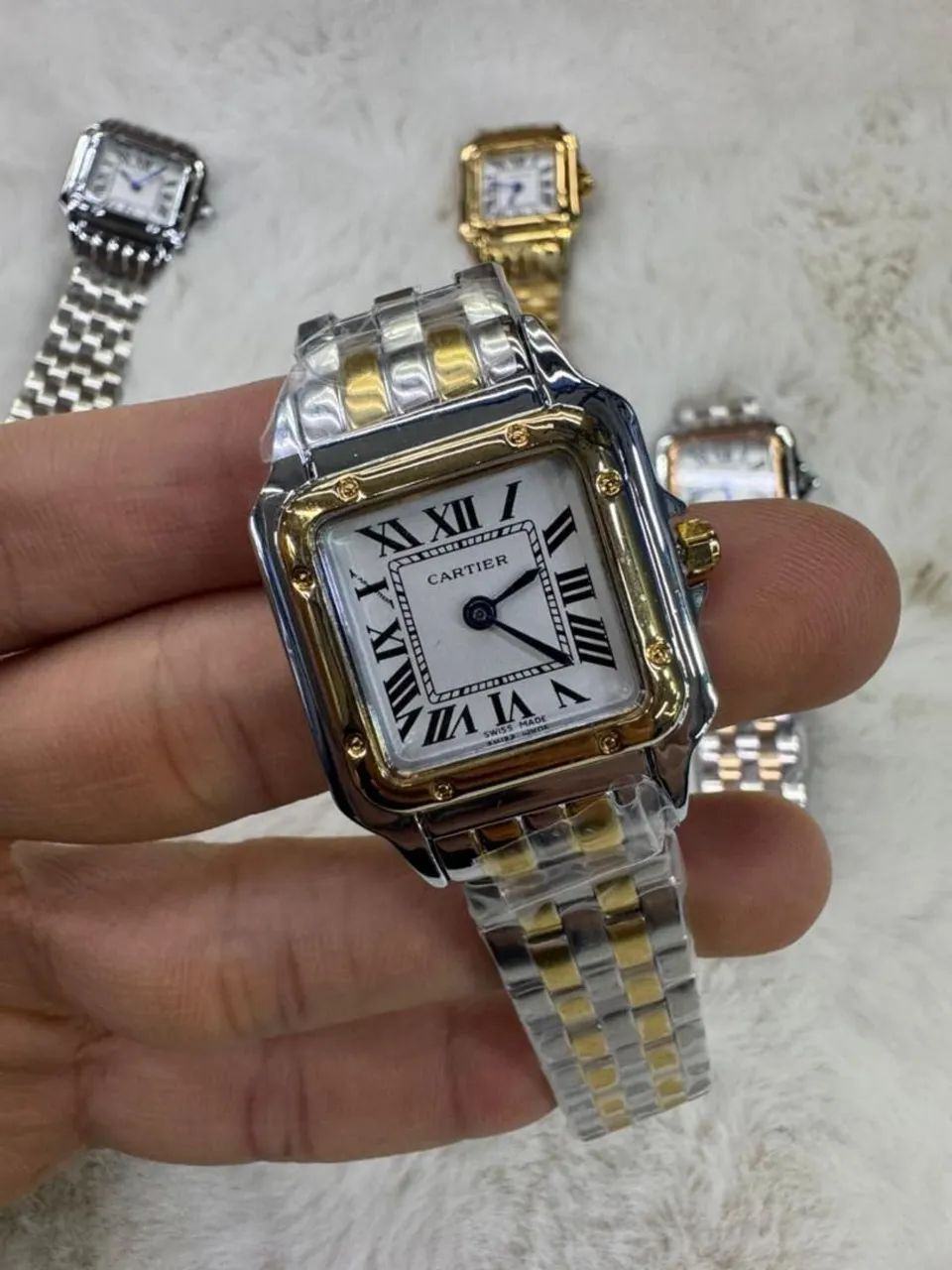 Relógio Estilo Cartier Panthère em Aço Inoxidável 