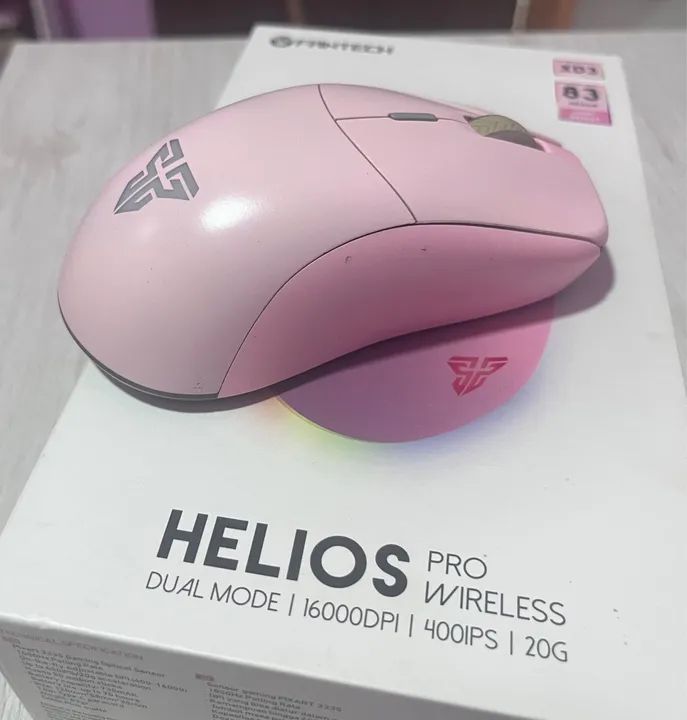 Mouse Gamer Rosa Sem Fio Helios XD3 16000 DPI - Foto 3