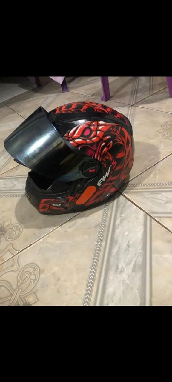 Capacete FW3 Snake Preto e Vermelho - Foto 2
