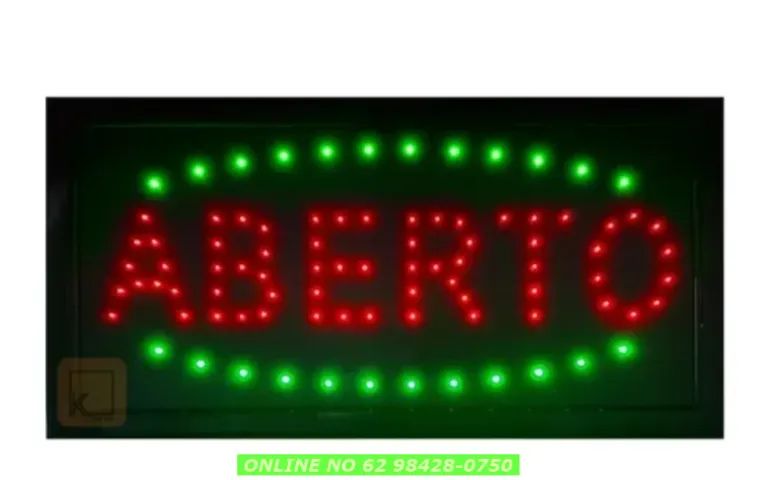 Placa Painel De Led Letreiro Luminoso Aberto comercial  - Foto 4
