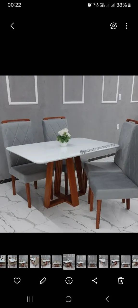 Mesa Tampo Laqueado e Cadeiras Acolchoadas L.U.X.O  - Foto 2
