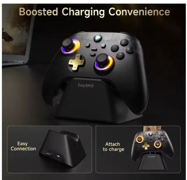 Controle Joystick Sem Fio Easysmx D05 Com Dock Hall Effect  - Foto 5