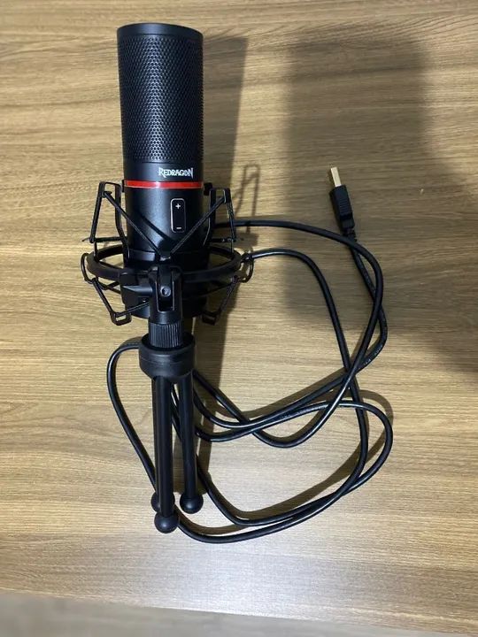 Microfone Condensador USB Gamer e Streamer Redragon Blazar Preto GM300 - Foto 4