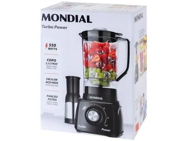 Liquidificador Mondial Turbo Power 550W - 2,2 Litros - Preto