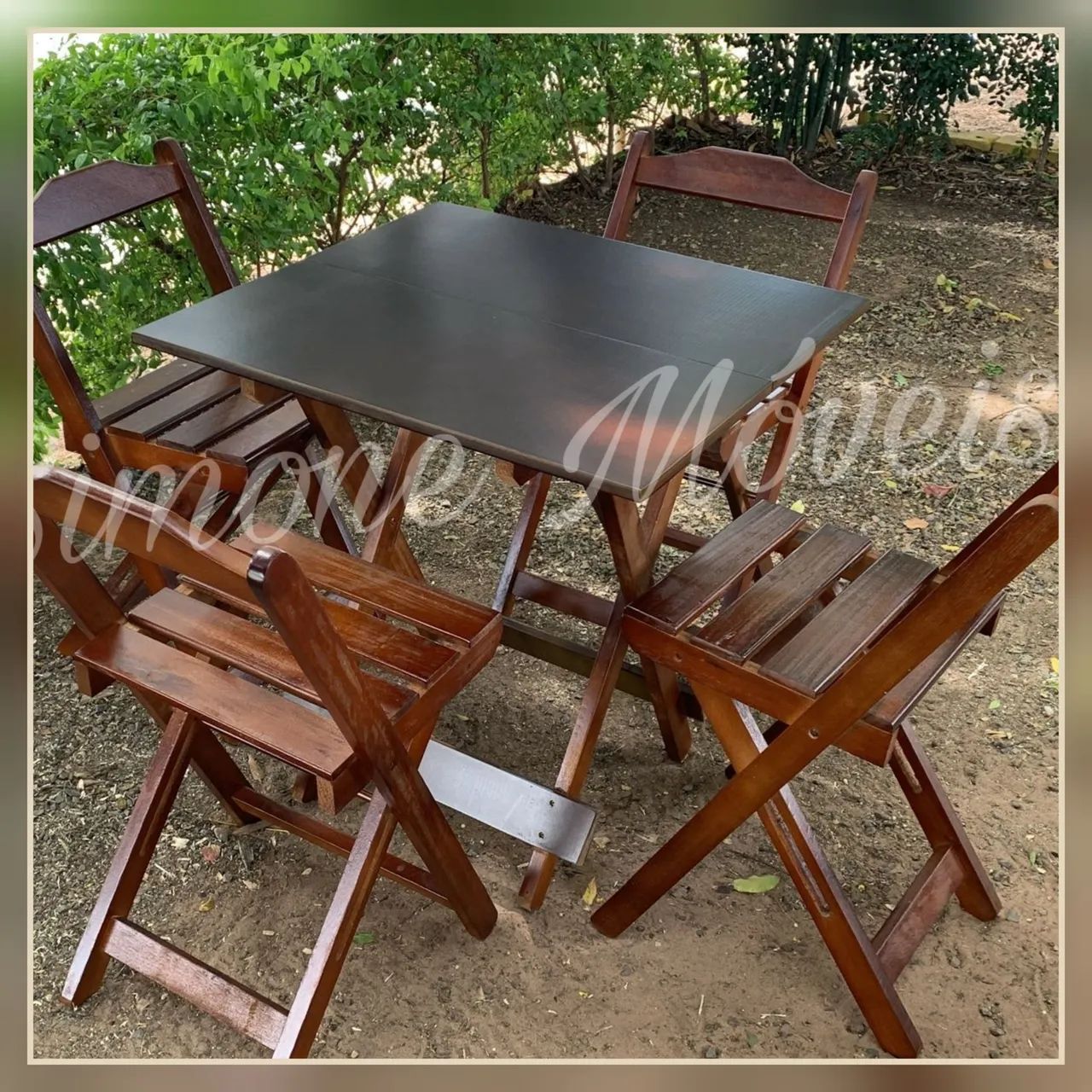 Conjunto Dobrável mesa 70x70 com 4 cadeiras
