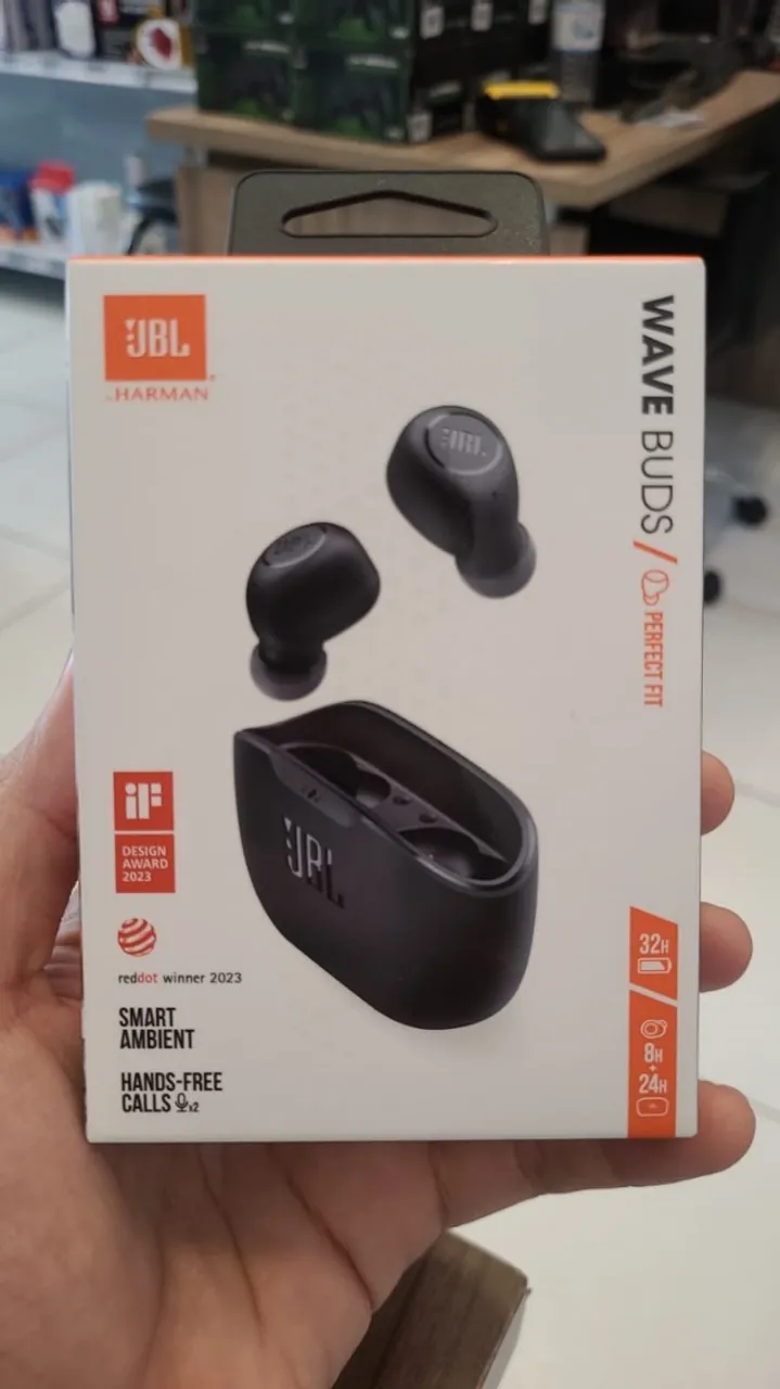 FONE DE OUVIDO JBL TWS WAVE BUDS PRETO