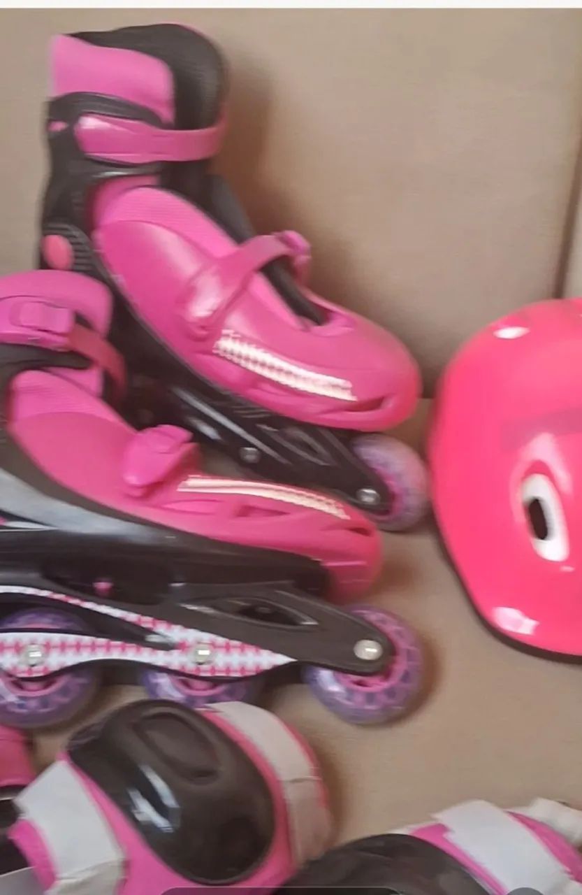 Patins Rosa Infantil - Tamanho Ajustável
