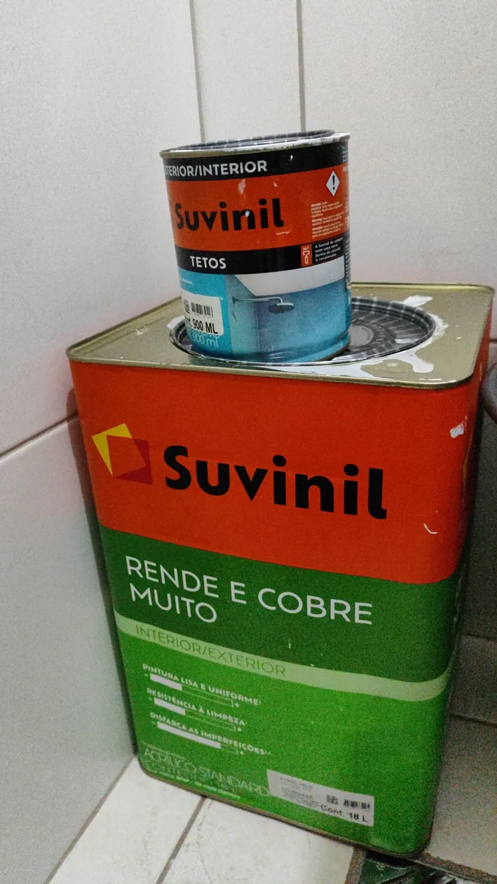 Kit Tinta Suvinil Branco Gelo Fosco 900ml Teto e 18L Interior/Exterior