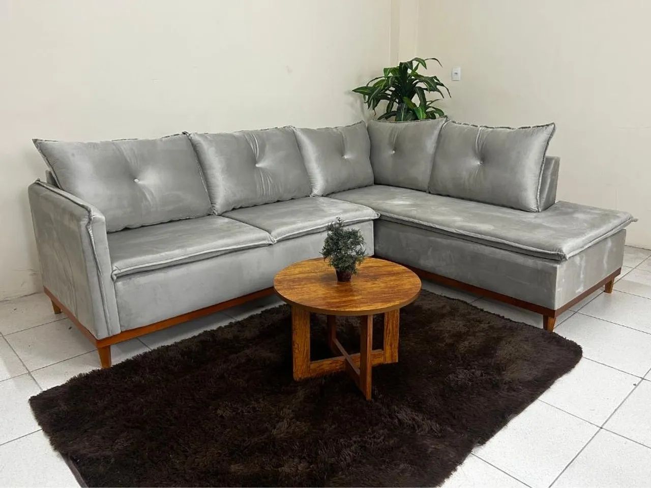 Sofá de Canto 2 x 3 Lugares Malibu Veludo- Entrega Rápida - Foto 2