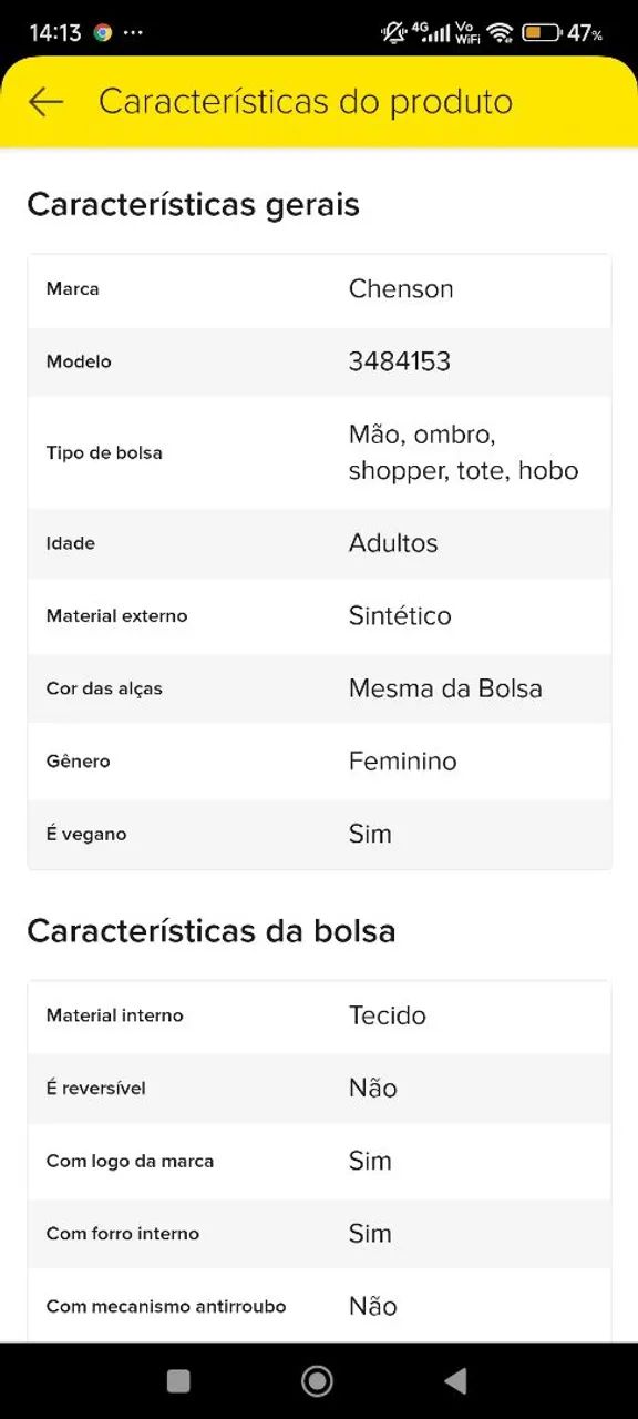 Bolsa Feminina Chenson Monograma Preta em Poliuretano forro em tecido personalizado nova  - Foto 6