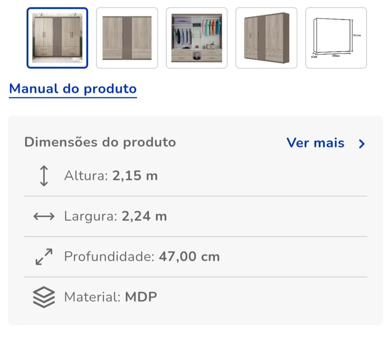 Guarda roupa casal grande  - Foto 4
