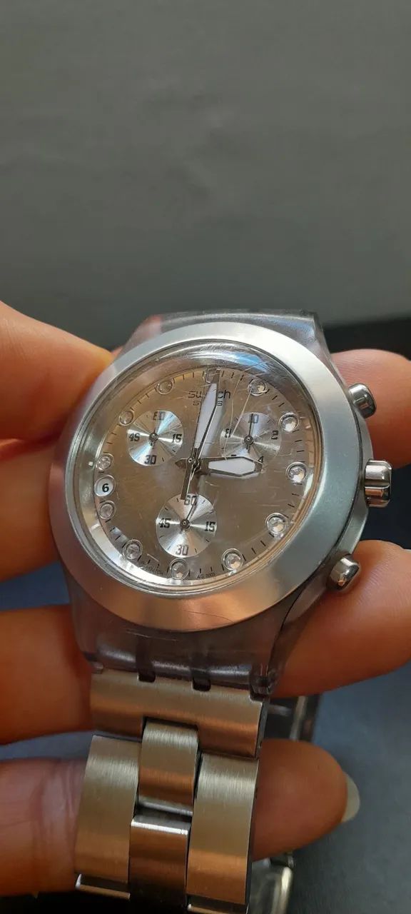 Desapego Relógio Swatch Diaphane Irony Prata - Foto 4