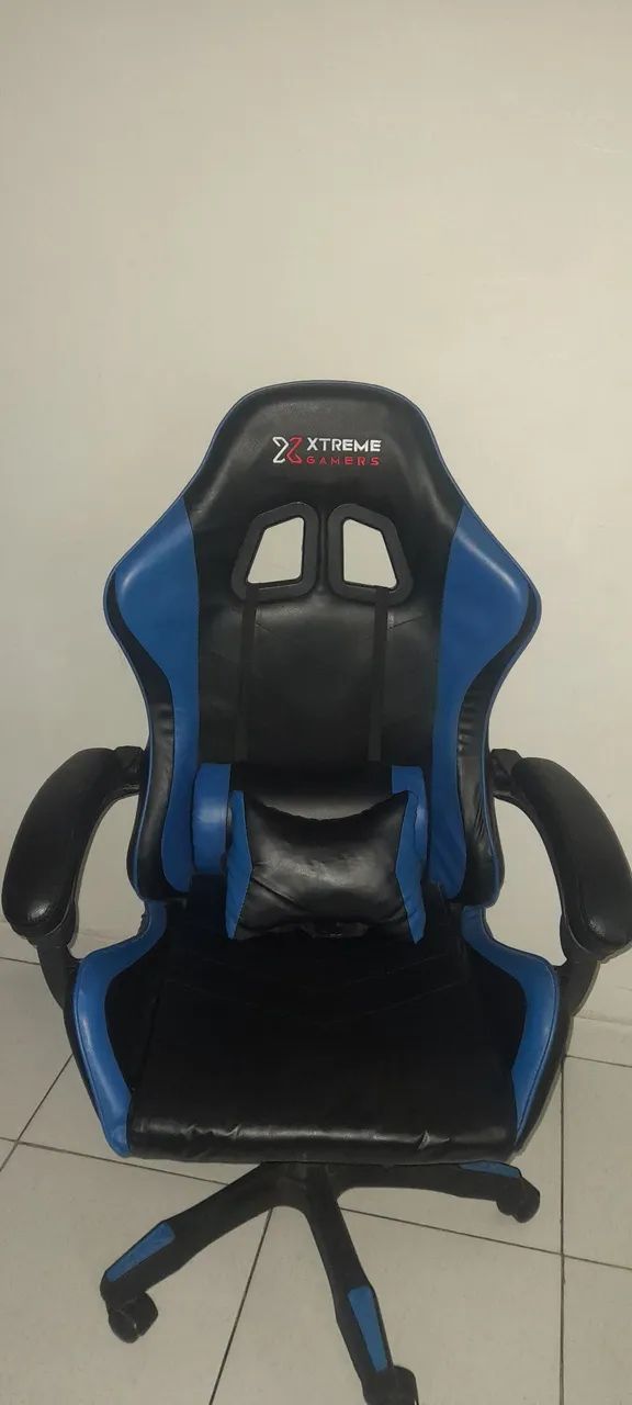 CADEIRA XTREME GAMERS MAXIMUM PRETA E AZUL  - Foto 2