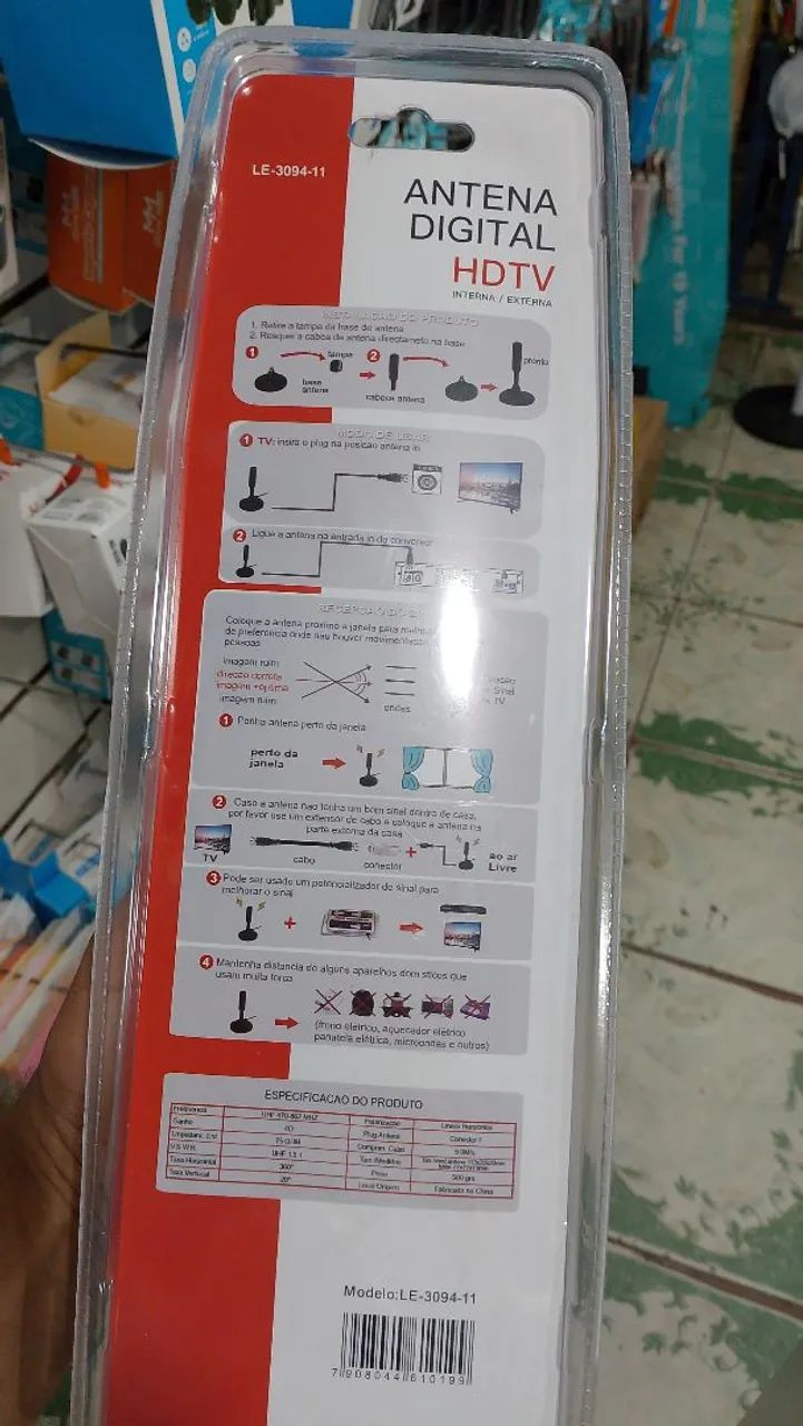 Antena digital HDTV Interna e externa cabo 5 metros  - Foto 2