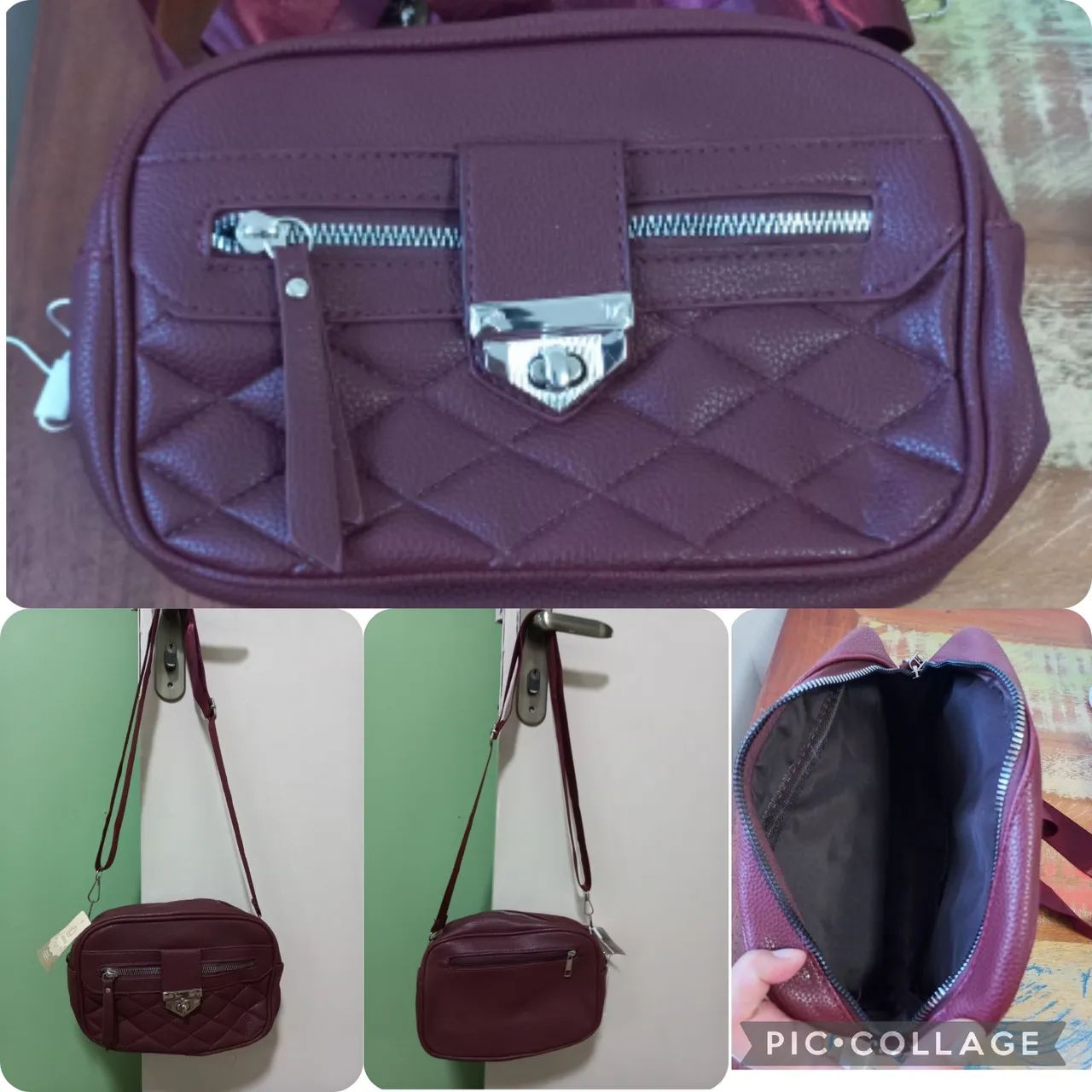Bolsa feminina com alça na cor vinho - NOVA - Foto 5