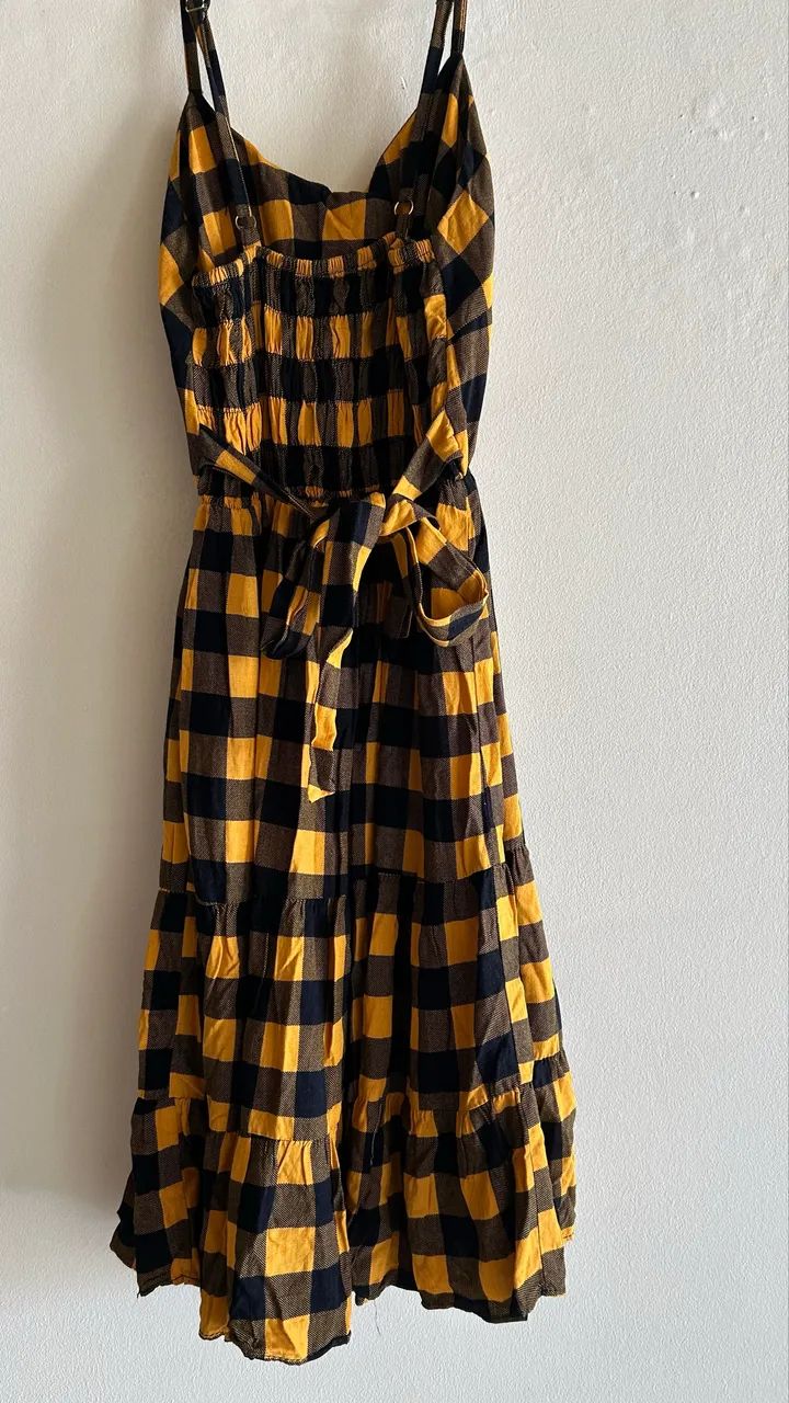 Vestido xadrez curto amarelo - Foto 4