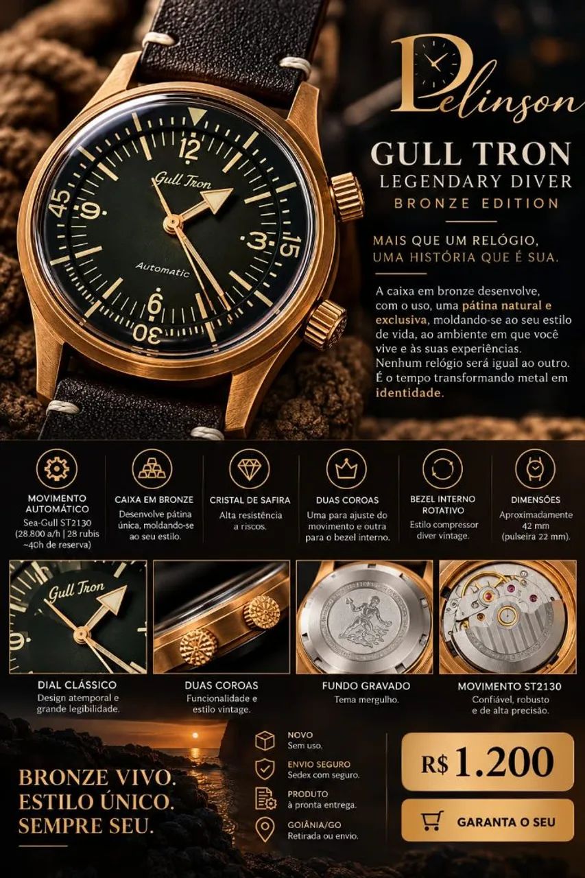 Lindo Relógio Gull Tron Bronze