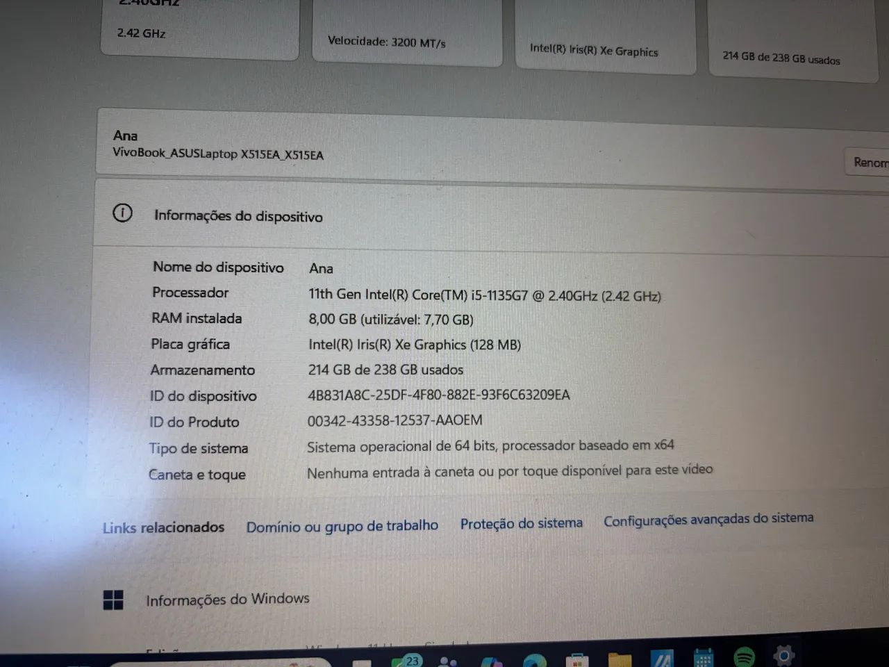 Notebook ASUS VivoBook i5 11ª Geração + 8GB RAM + SSD 256GB - Foto 4