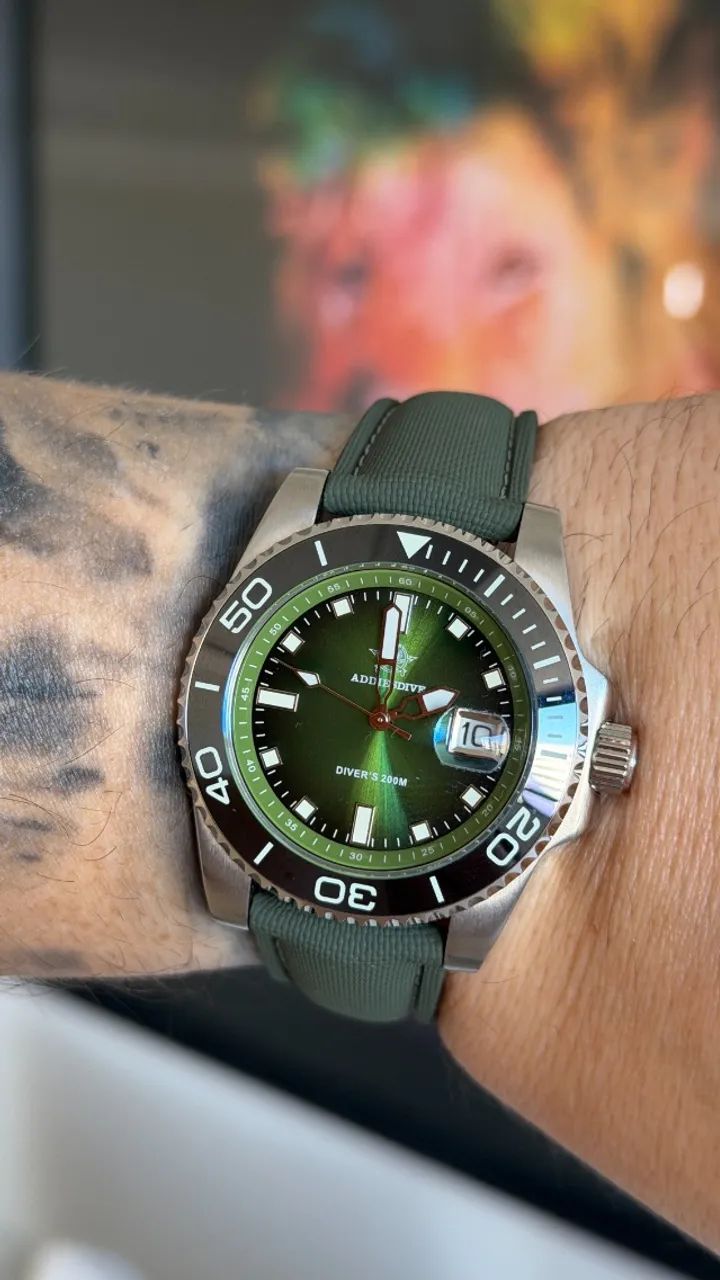 Relógio ADDIESDIVE Diver Verde 200 m Full Set - Foto 5