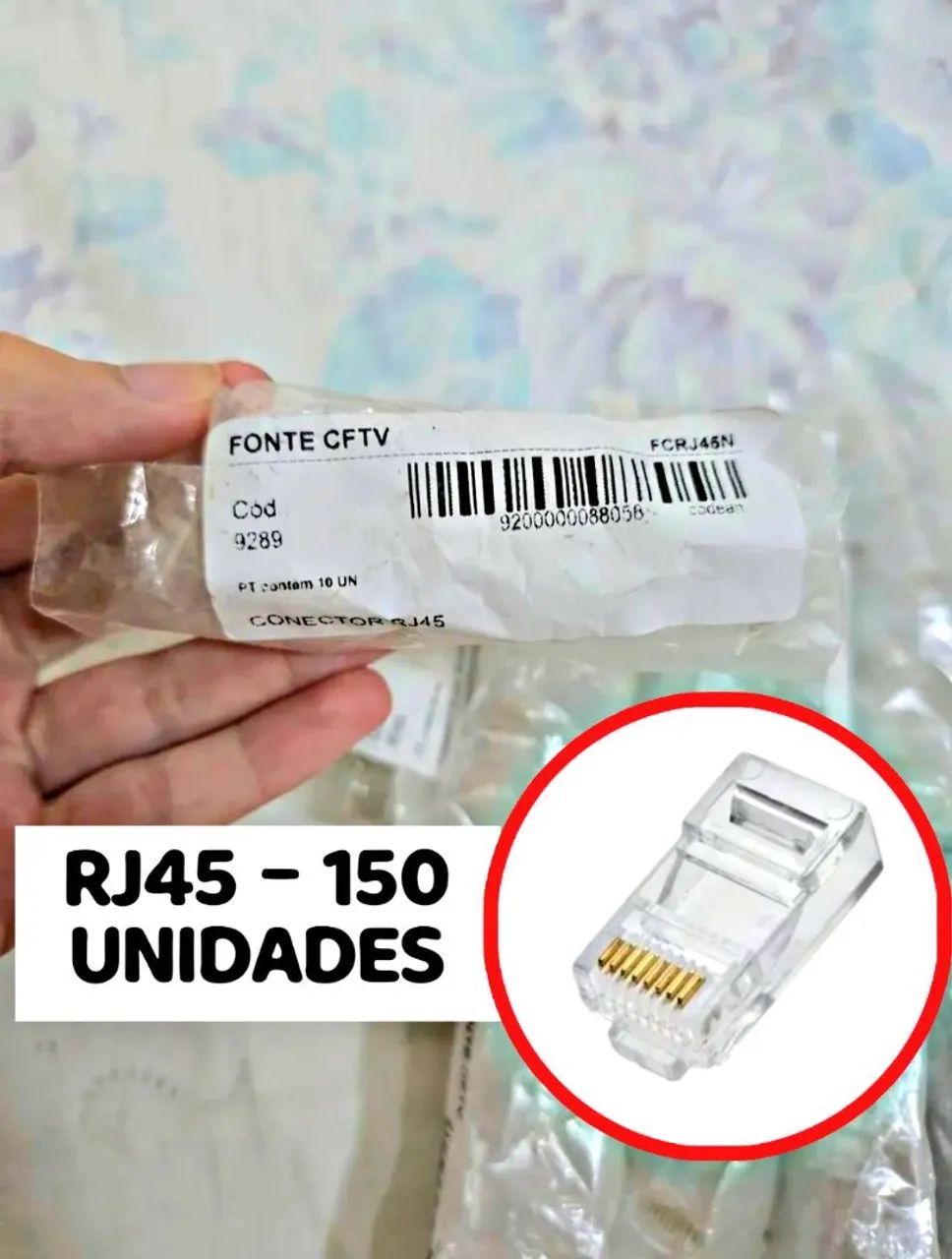 150 Conectores RJ45 Macho CAT5 CAT5e CAT6 - Novos